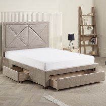 Cezanne Fabric King Size Bed With Drawers In Mink