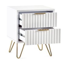 Marius Wooden Bedside Cabinet With 2 Drawers In Matt White