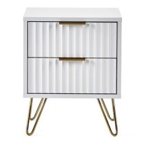 Marius Wooden Bedside Cabinet With 2 Drawers In Matt White