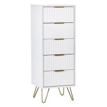 Marius Tall Wooden Chest Of 5 Drawers In Matt White