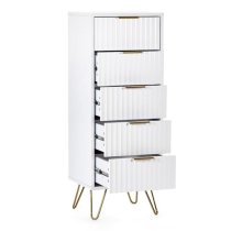 Marius Tall Wooden Chest Of 5 Drawers In Matt White