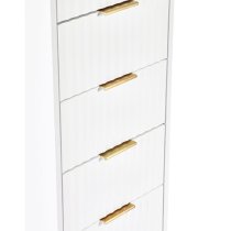 Marius Tall Wooden Chest Of 5 Drawers In Matt White