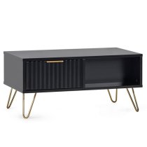 Marius Wooden Coffee Table With 2 Drawers In Matt Black