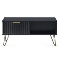 Marius Wooden Coffee Table With 2 Drawers In Matt Black