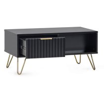 Marius Wooden Coffee Table With 2 Drawers In Matt Black