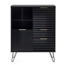 Marius Wooden Sideboard With 2 Doors 2 Drawers In Matt Black