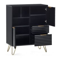 Marius Wooden Sideboard With 2 Doors 2 Drawers In Matt Black