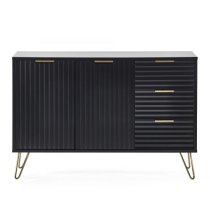 Marius Wooden Sideboard With 2 Doors 3 Drawers In Matt Black