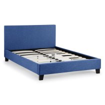 Riyeko Linen Fabric Double Bed In Dark Blue