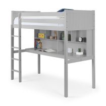 Takako Wooden Highsleeper Bunk Bed With Desk In Dove Grey