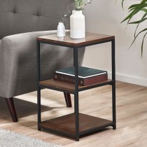 Tacita Tall Narrow Wooden Side Table In Walnut