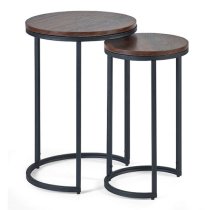 Tacita Round Wooden Nest Of Side Tables In Walnut