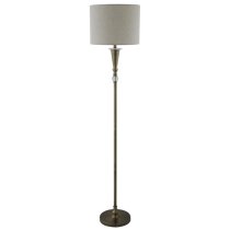 Oscar Linen Shade Floor Lamp With Antique Brass Base