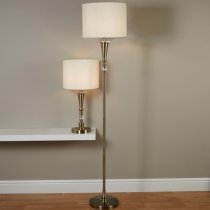 Oscar Linen Shade Floor Lamp With Antique Brass Base