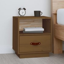 Epix Pine Wood Bedside Cabinet With 1 Drawer In Honey Brown