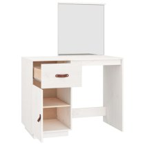 Giovanni Pine Wood Dressing Table With Mirror In White