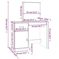 Giovanni Pine Wood Dressing Table With Mirror In White