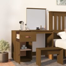 Giovanni Pine Wood Dressing Table With Mirror In Honey Brown