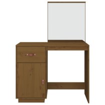 Giovanni Pine Wood Dressing Table With Mirror In Honey Brown