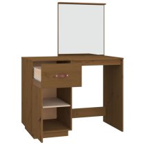 Giovanni Pine Wood Dressing Table With Mirror In Honey Brown