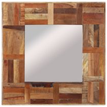 Ubaldo Square Reclaimed Wood Wall Mirror In Multicolour