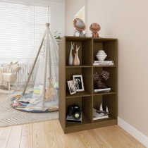 Taban Pinewood Bookcase With 6 Shelves In Honey Brown