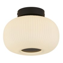 Lumina Ribbed Glass Flush Ceiling Light In White And Black