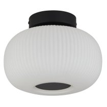 Lumina Ribbed Glass Flush Ceiling Light In White And Black