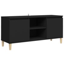 Gafna Wooden TV Stand In Black With Solid Wood Legs