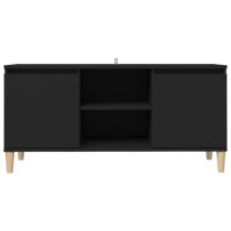 Gafna Wooden TV Stand In Black With Solid Wood Legs