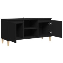 Gafna Wooden TV Stand In Black With Solid Wood Legs