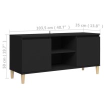 Gafna Wooden TV Stand In Black With Solid Wood Legs