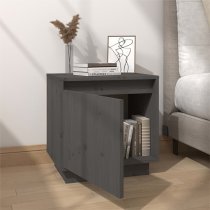 Aoife Pine Wood Bedside Cabinet With 1 Door In Grey