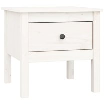 Ciella Pine Wood Side Table With 1 Drawer In White