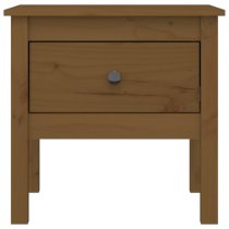 Ciella Pine Wood Side Table With 1 Drawer In Honey Brown