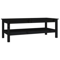 Edita Pine Wood Coffee Table With Undershelf In Black