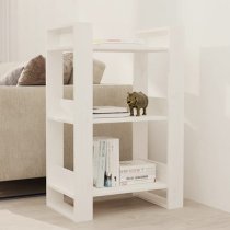 Dylon Pine Wood Bookcase And Room Divider In White