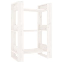 Dylon Pine Wood Bookcase And Room Divider In White