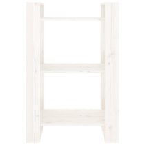 Dylon Pine Wood Bookcase And Room Divider In White