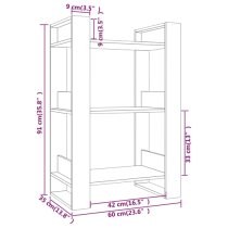 Dylon Pine Wood Bookcase And Room Divider In White