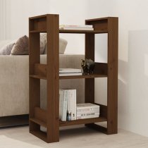 Dylon Pine Wood Bookcase And Room Divider In Honey Brown