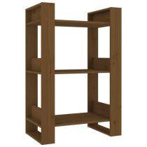 Dylon Pine Wood Bookcase And Room Divider In Honey Brown