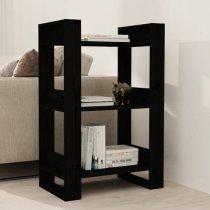 Dylon Pine Wood Bookcase And Room Divider In Black