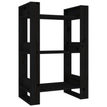 Dylon Pine Wood Bookcase And Room Divider In Black