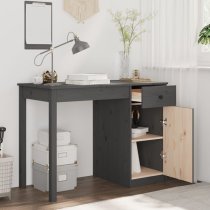 Finlay Pine Wood Laptop Desk With 1 Door 1 Drawer In Grey