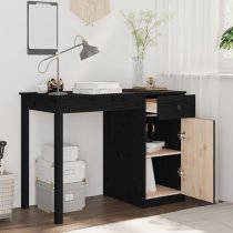 Finlay Pine Wood Laptop Desk With 1 Door 1 Drawer In Black