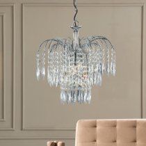 Waterfall 3 Lights Crystal Pendant Light In Chrome