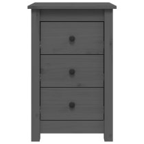 Danik Pine Wood Bedside Cabinet With 3 Drawers In Grey