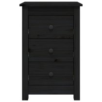 Danik Pine Wood Bedside Cabinet With 3 Drawers In Black