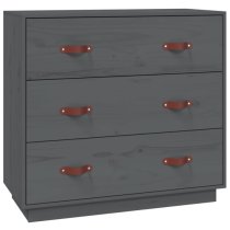 Belint Solid Pine Wood Chest Of 3 Drawers In Grey